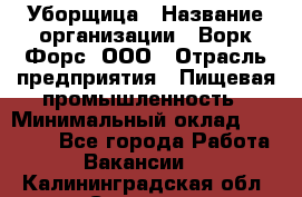 Уборщица › Название организации ­ Ворк Форс, ООО › Отрасль предприятия ­ Пищевая промышленность › Минимальный оклад ­ 24 000 - Все города Работа » Вакансии   . Калининградская обл.,Советск г.